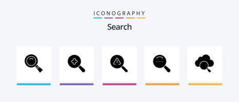 ricerca glifo 5 icona imballare Compreso . ricerca. ricerca. nube. ricerca. creativo icone design vettore