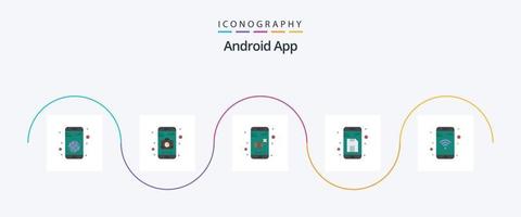 androide App piatto 5 icona imballare Compreso mobile. su. suono. Conservazione. documento vettore