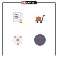 4 universale piatto icona segni simboli di certificato sole fiore francobollo bagaglio natura modificabile vettore design elementi