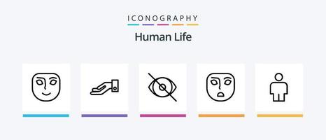 umano linea 5 icona imballare Compreso . viso. anonimo. emozione. mano. creativo icone design vettore