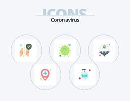 coronavirus piatto icona imballare 5 icona design. coronavirus. pipistrello. polmoni. virus. mers vettore