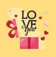 happy valentines day card con regalo amore presente vettore