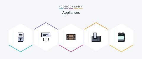 elettrodomestici 25 riga piena icona imballare Compreso cucina. elettrodomestici. scrivania. Telefono. chiamata vettore