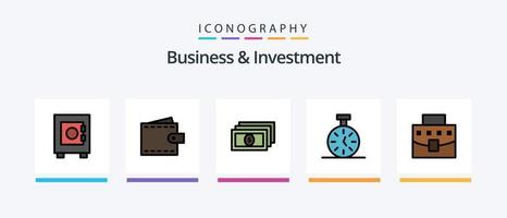 attività commerciale e investimento linea pieno 5 icona imballare Compreso etichetta. etichetta. in linea. interfaccia. bandiera. creativo icone design vettore