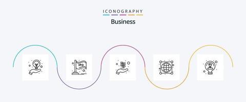 attività commerciale linea 5 icona imballare Compreso idea. connessioni. grafico. In tutto il mondo. terra vettore