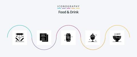cibo e bevanda glifo 5 icona imballare Compreso dolce. ghiaccio crema. menù. cibo. morbido vettore