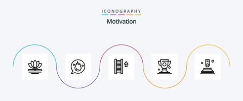 motivazione linea 5 icona imballare Compreso stampa. premio. addestramento. tazza. freccia vettore