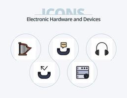 dispositivi linea pieno icona imballare 5 icona design. musica. album. musica. suono. musica vettore