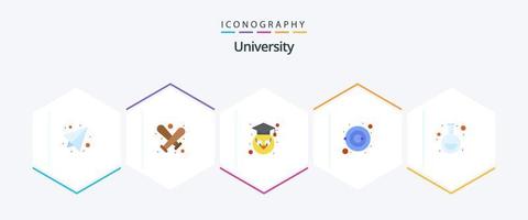 Università 25 piatto icona imballare Compreso laboratorio. gufo. pianeti. astronomia vettore