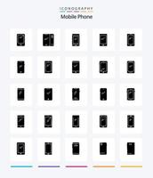 creativo mobile Telefono 25 glifo solido nero icona imballare come come androide. Telefono. telecamera. Indietro. mobile vettore