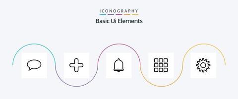 di base ui elementi linea 5 icona imballare Compreso Ingranaggio. piazze. mettere in guardia. forma. ragnatela vettore