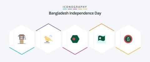 bangladesh indipendenza giorno 25 piatto icona imballare Compreso bangladesh. asiatico. asiatico. bandiera. bandiera vettore