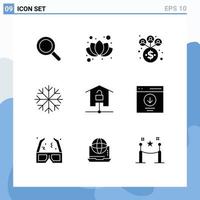 9 creativo icone moderno segni e simboli di tecnologia kit gestione casa i fiocchi di neve modificabile vettore design elementi