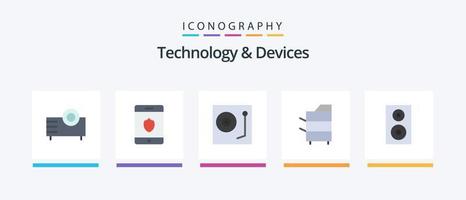 dispositivi piatto 5 icona imballare Compreso tecnologia. elettronica. dispositivi. dispositivi. vinile. creativo icone design vettore