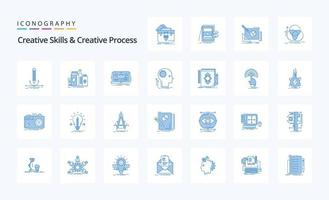 25 creativo abilità e creativo processi blu icona imballare vettore