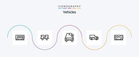 veicoli linea 5 icona imballare Compreso autobus. trasporto. Inserisci. la logistica. veicoli vettore