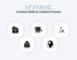 creativo abilità e creativo processi glifo icona imballare 5 icona design. attrezzo. design. idea. valigetta. file vettore