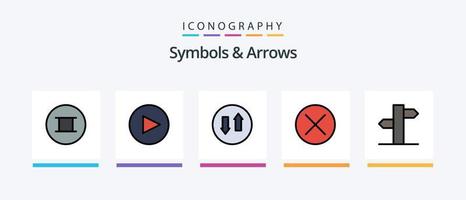 simboli e frecce linea pieno 5 icona imballare Compreso segnale. frecce. hippy. indirizzo. navigazione. creativo icone design vettore