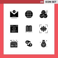 9 creativo icone moderno segni e simboli di libro file cibo applicazione Internet modificabile vettore design elementi