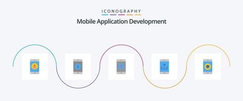 mobile applicazione sviluppo piatto 5 icona imballare Compreso caricamento. mobile applicazione. freccia. mobile. dollaro vettore