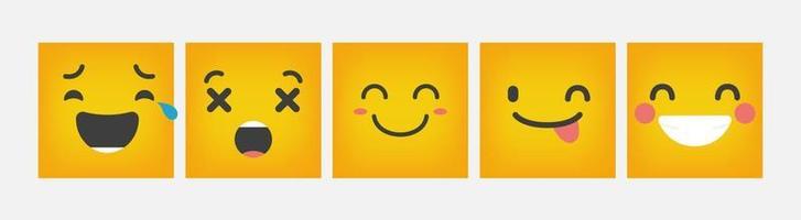 Emoticon di reazione quadrato design set piatto - vettore