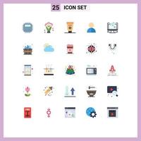 universale icona simboli gruppo di 25 moderno piatto colori di animazione profilo crema imitazione avatar modificabile vettore design elementi
