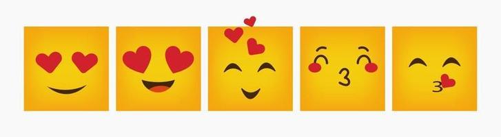 emoticon di design quadrato reazione impostata piatta vettore