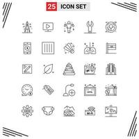 25 creativo icone moderno segni e simboli di applicazione fiore esercizio loto chiave modificabile vettore design elementi