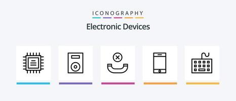 dispositivi linea 5 icona imballare Compreso hardware. dispositivi. dati. computer. veloce viaggio. creativo icone design vettore