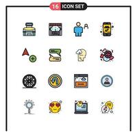 16 universale piatto colore pieno linea segni simboli di copia mobile App avatar in linea taxi prenotazione persona modificabile creativo vettore design elementi