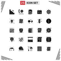 universale icona simboli gruppo di 25 moderno solido glifi di giorno calendario Aiuto Canada galleria modificabile vettore design elementi