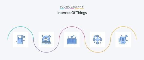 Internet di cose blu 5 icona imballare Compreso miscelatore. drone. Internet. connessioni. cose vettore