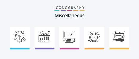 miscellaneo linea 5 icona imballare Compreso volta. campana. pc. computer. creativo icone design vettore