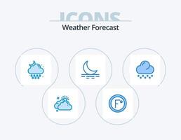 tempo metereologico blu icona imballare 5 icona design. nube. Luna. tempo atmosferico. nebbia. tempo metereologico vettore