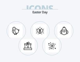 Pasqua linea icona imballare 5 icona design. uovo. attraversare. celebrazione. cristiano. Chiesa vettore