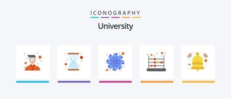 Università piatto 5 icona imballare Compreso campana. formazione scolastica. matematica. abaco. creativo icone design vettore