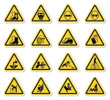 simboli di avvertimento pericolo simboli etichette isolare su sfondo bianco vettore