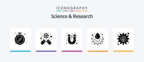 scienza glifo 5 icona imballare Compreso ambientazione. Ingranaggio. magnete. ambiente. far cadere. creativo icone design vettore