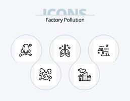 fabbrica inquinamento linea icona imballare 5 icona design. spazzatura. bruciare. olio. pm inquinamento. polvere vettore