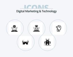 digitale marketing e tecnologia glifo icona imballare 5 icona design. umano. diamante. Internet. tecnologia. ologramma vettore