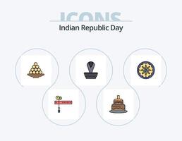 indiano repubblica giorno linea pieno icona imballare 5 icona design. pianta. India. giorno. fiore. stella vettore