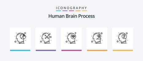 umano cervello processi linea 5 icona imballare Compreso ora bicchiere. mente. logico. umano. umano. creativo icone design vettore