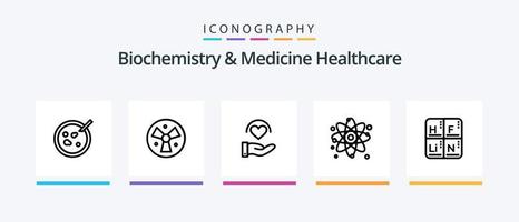 biochimica e medicina assistenza sanitaria linea 5 icona imballare Compreso scienza . Ospedale. rischio. medico. mobile. creativo icone design vettore