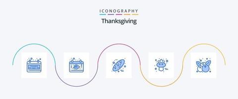 ringraziamento blu 5 icona imballare Compreso frutta. ringraziamento. cottura al forno. passero. autunno vettore