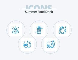 estate cibo bevanda blu icona imballare 5 icona design. estate. pacchetto. Pizza. acqua. bevanda vettore