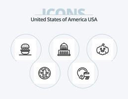 Stati Uniti d'America linea icona imballare 5 icona design. bandiera. uomo. ghiaccio sport. Stati Uniti d'America. palla vettore