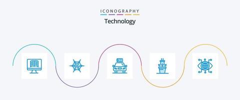 tecnologia blu 5 icona imballare Compreso visione. gestore. elettrico. dati. pianta vettore