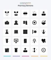 creativo farmacia elementi 25 glifo solido nero icona imballare come come posta. medico. pillole.. pillole vettore