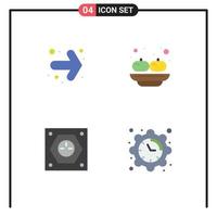 gruppo di 4 piatto icone segni e simboli per freccia spina cibo sandesh presa di corrente modificabile vettore design elementi