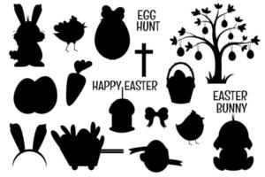 Pasqua giorno decorativo elementi silhouette. Pasqua simboli impostare. vettore